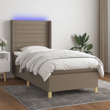 vidaXL Boxspring met matras en LED stof taupe 80x200 cm