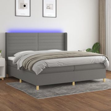 vidaXL Boxspring met matras en LED stof donkergrijs 200x200 cm