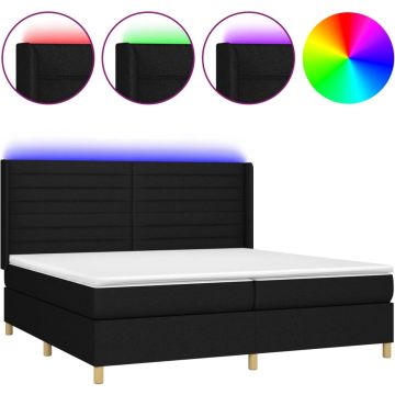 vidaXL-Boxspring-met-matras-en-LED-stof-zwart-200x200-cm