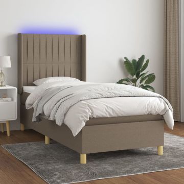 vidaXL Boxspring met matras en LED stof taupe 80x200 cm