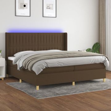 vidaXL Boxspring met matras en LED stof donkerbruin 200x200 cm