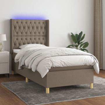 vidaXL Boxspring met matras en LED stof taupe 80x200 cm