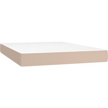 vidaXL Boxspring met matras en LED kunstleer cappuccinokleur 140x190cm