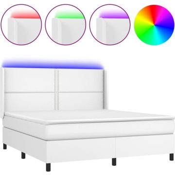 vidaXL-Boxspring-met-matras-en-LED-kunstleer-wit-180x200-cm