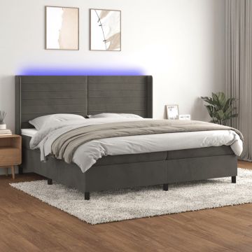 vidaXL Boxspring met matras en LED fluweel donkergrijs 200x200 cm