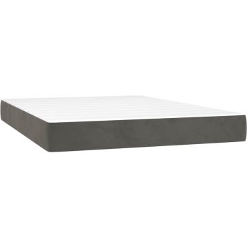 vidaXL Boxspring met matras en LED fluweel donkergrijs 140x190 cm