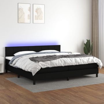 vidaXL Boxspring met matras en LED stof zwart 200x200 cm