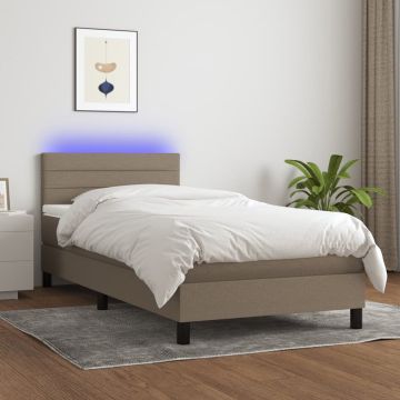 vidaXL Boxspring met matras en LED stof taupe 80x200 cm