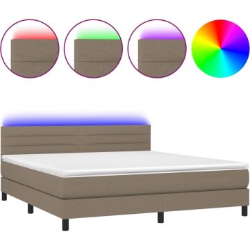 vidaXL-Boxspring-met-matras-en-LED-stof-taupe-180x200-cm