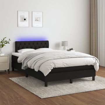 vidaXL Boxspring met matras en LED stof zwart 120x200 cm