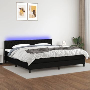 vidaXL Boxspring met matras en LED stof zwart 200x200 cm