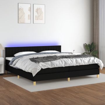 vidaXL Boxspring met matras en LED stof zwart 200x200 cm