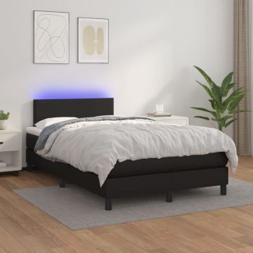 vidaXL Boxspring met matras en LED kunstleer zwart 120x200 cm