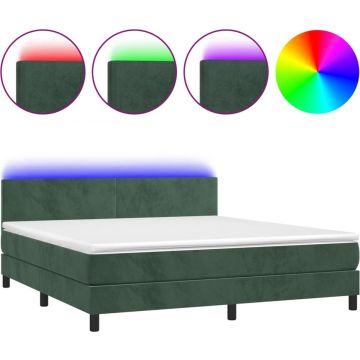 vidaXL-Boxspring-met-matras-en-LED-fluweel-donkergroen-180x200-cm