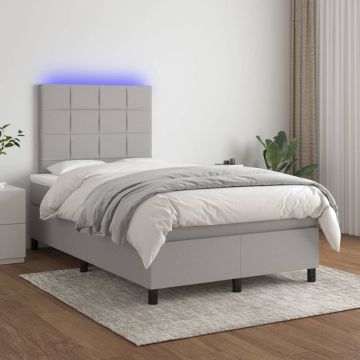 vidaXL Boxspring met matras en LED stof lichtgrijs 120x200 cm