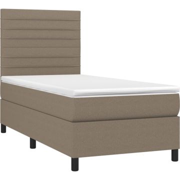 vidaXL Boxspring met matras en LED stof taupe 100x200 cm