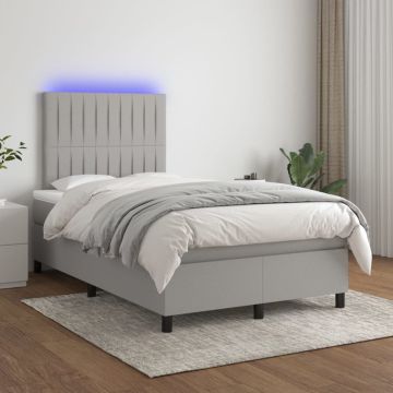 vidaXL Boxspring met matras en LED stof lichtgrijs 120x200 cm