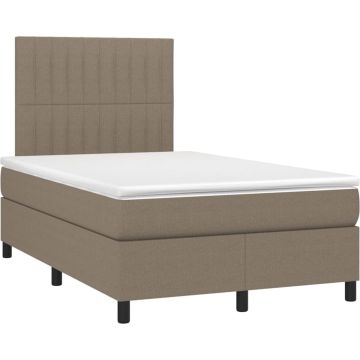 vidaXL Boxspring met matras en LED stof taupe 120x200 cm