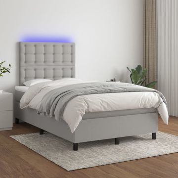 vidaXL Boxspring met matras en LED stof lichtgrijs 120x200 cm