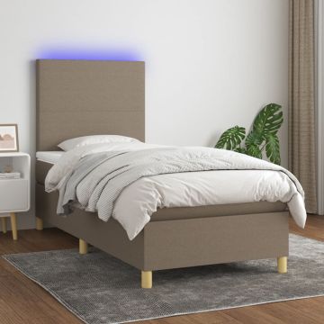 vidaXL Boxspring met matras en LED stof taupe 80x200 cm