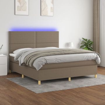 vidaXL Boxspring met matras en LED stof taupe 160x200 cm