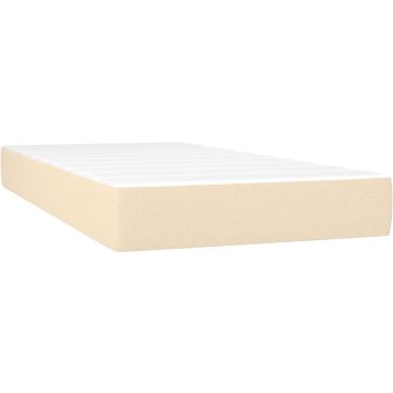 vidaXL Boxspring met matras en LED stof crèmekleurig 80x200 cm