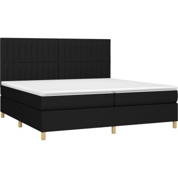 vidaXL Boxspring met matras en LED stof zwart 200x200 cm