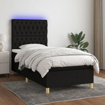 vidaXL Boxspring met matras en LED stof zwart 80x200 cm