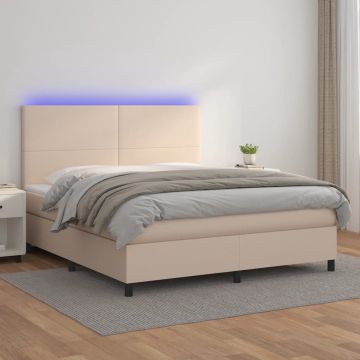 vidaXL-Boxspring-met-matras-en-LED-kunstleer-cappuccinokleur-180x200cm