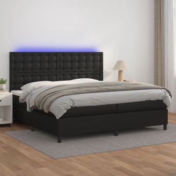 vidaXL Boxspring met matras en LED kunstleer zwart 200x200 cm