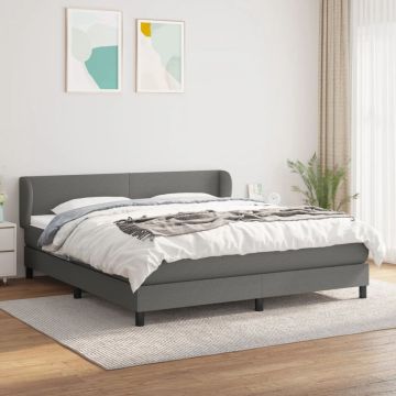 vidaXL Boxspring met matras stof donkergrijs 180x200 cm