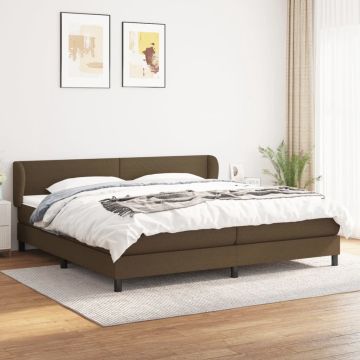 vidaXL Boxspring met matras stof donkerbruin 200x200 cm