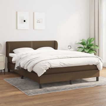 vidaXL Boxspring met matras stof donkerbruin 140x200 cm