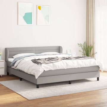 vidaXL Boxspring met matras stof lichtgrijs 160x200 cm