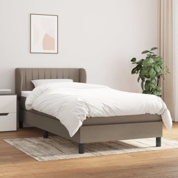 vidaXL Boxspring met matras stof taupe 80x200 cm