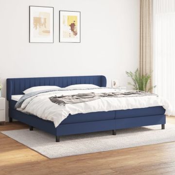 vidaXL Boxspring met matras stof blauw 200x200 cm