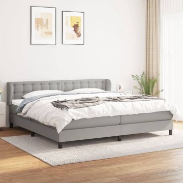 vidaXL Boxspring met matras stof lichtgrijs 200x200 cm