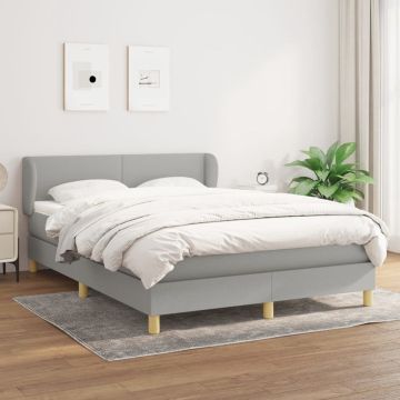 vidaXL Boxspring met matras stof lichtgrijs 140x200 cm