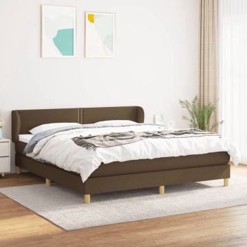 vidaXL Boxspring met matras stof donkerbruin 160x200 cm