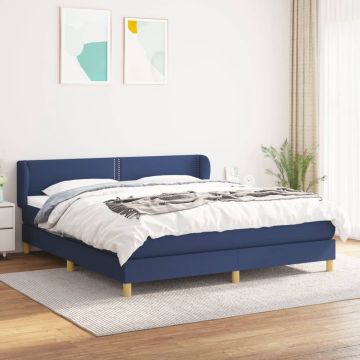 vidaXL Boxspring met matras stof blauw 160x200 cm