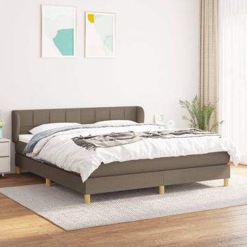 vidaXL Boxspring met matras stof taupe 180x200 cm