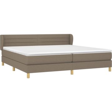 vidaXL Boxspring met matras stof taupe 200x200 cm