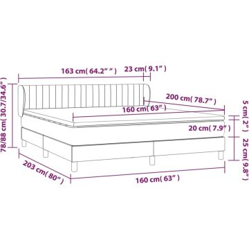 vidaXL Boxspring met matras stof blauw 160x200 cm