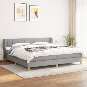 vidaXL Boxspring met matras stof lichtgrijs 200x200 cm