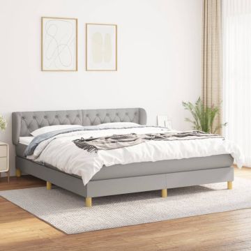 vidaXL Boxspring met matras stof lichtgrijs 160x200 cm