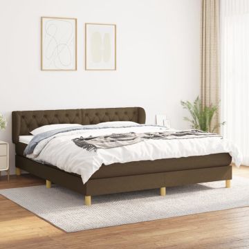 vidaXL Boxspring met matras stof donkerbruin 160x200 cm