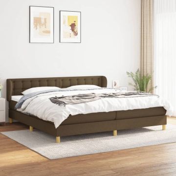 vidaXL Boxspring met matras stof donkerbruin 200x200 cm