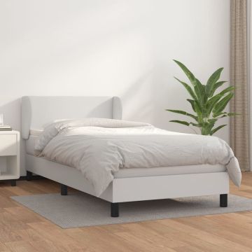 vidaXL Boxspring met matras kunstleer wit 90x200 cm