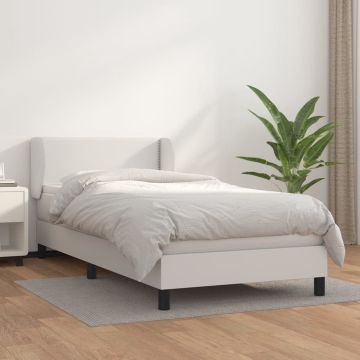 vidaXL Boxspring met matras kunstleer wit 80x200 cm