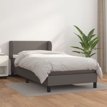 vidaXL Boxspring met matras kunstleer grijs 90x190 cm